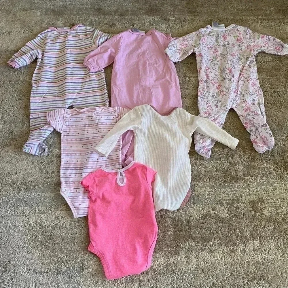 3-6 months Baby Girl Bundle Lot of Sleepsuits Footsies Bodysuits Onesies Pink